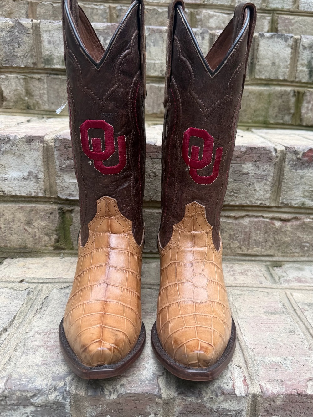 Vaccari University of Oklahoma Genuine Alligator Belly Cowboy Boots NWOT